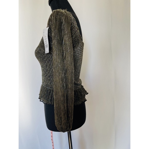 EYESHADOW Girls XL (16) Party Sparkling Black/Gold Longsleeve Blouse NWT $50 - Picture 5 of 9